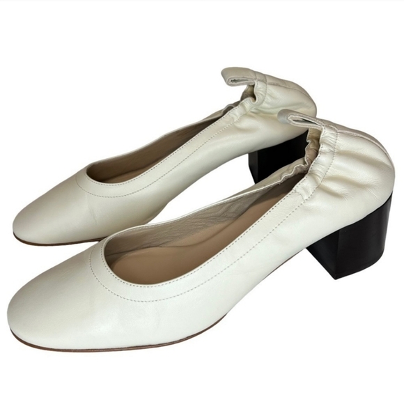 Everlane The Day Heel Cream / White Stacked Block Heel Sz 6 - Picture 7 of 11